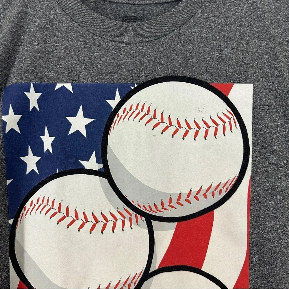 Tek Gear Baseball Graphic T Shirt Youth Boys Size M Gray‎